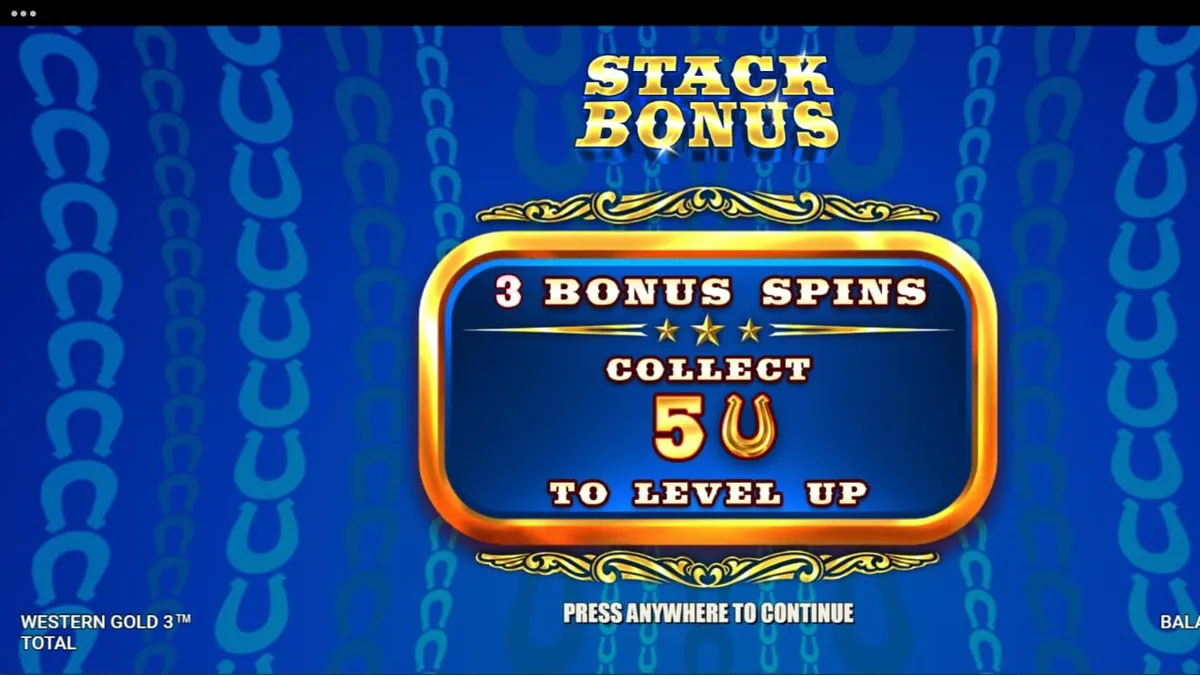 Western Gold 3 slot com tema de Velho Oeste e ferraduras douradas
