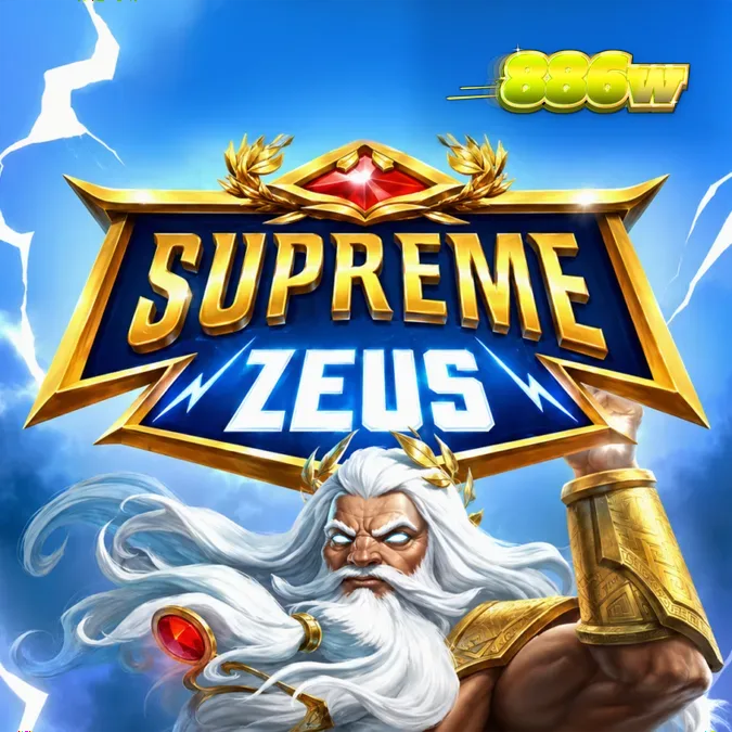 Interface do jogo de slot Supreme Zeus com estética neon e temática grega